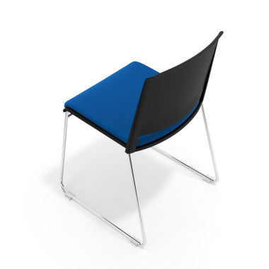 vergaderstoel zwart blauw zonder armen gestoffeerd stof zonder armleuningen 7