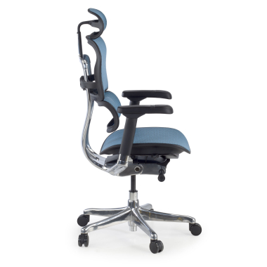ergonomische bureaustoel blauw zwarte structuur net netstof mesh 5d verstelbare armleuningen hoofdsteun 4