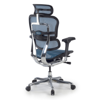 ergonomische bureaustoel blauw zwarte structuur net netstof mesh 5d verstelbare armleuningen hoofdsteun 6