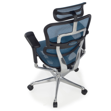 ergonomische bureaustoel blauw zwarte structuur net netstof mesh 5d verstelbare armleuningen hoofdsteun 8