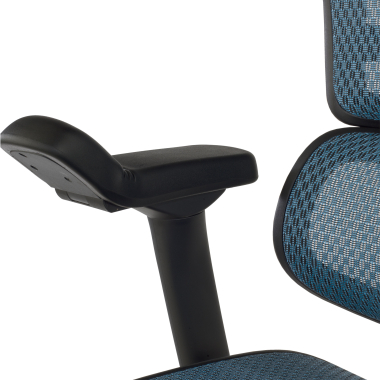ergonomische bureaustoel blauw zwarte structuur net netstof mesh 5d verstelbare armleuningen hoofdsteun 10