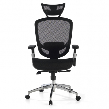 bureaustoel zwart flex netstof mesh beweegbare armleuningen lumbale steun hoofdsteun 3