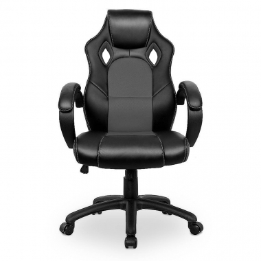 gamestoel zwart racer kunstleder vaste armleuningen 3