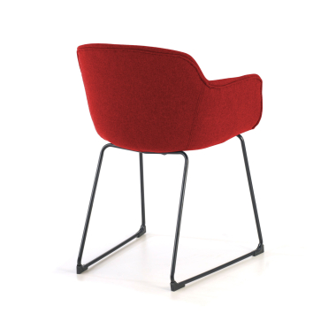 vergaderstoel zwart rood structuur sledeframe netstof mesh vaste armleuningen 6