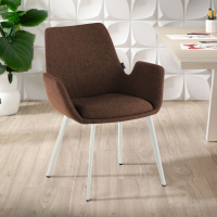 Kantinestoel Glamm, 4 poten, gestoffeerde armleuningen, metalen frame