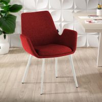 Kantinestoel Glamm, 4 poten, gestoffeerde armleuningen, metalen frame