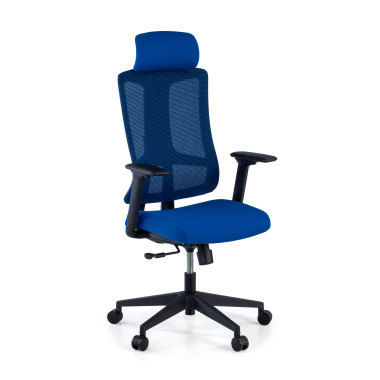 ergonomische bureaustoel blauw zwarte structuur netstof mesh 3d verstelbare armleuningen lumbale steun hoofdsteun 1