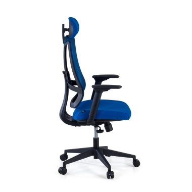 ergonomische bureaustoel blauw zwarte structuur netstof mesh 3d verstelbare armleuningen lumbale steun hoofdsteun 4