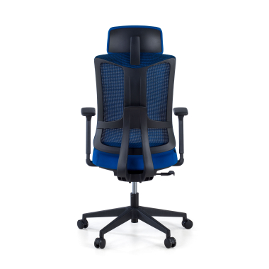 ergonomische bureaustoel blauw zwarte structuur netstof mesh 3d verstelbare armleuningen lumbale steun hoofdsteun 6