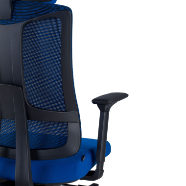 ergonomische bureaustoel blauw zwarte structuur netstof mesh 3d verstelbare armleuningen lumbale steun hoofdsteun 9