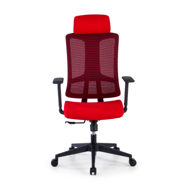 ergonomische bureaustoel rood zwarte structuur netstof mesh 3d verstelbare armleuningen lumbale steun hoofdsteun 3