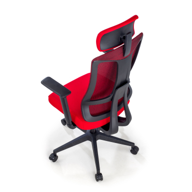 ergonomische bureaustoel rood zwarte structuur netstof mesh 3d verstelbare armleuningen lumbale steun hoofdsteun 7