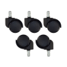 Set bureaustoelwielen, 11x50mm, voor gamestoelen, rubberen oppervlak