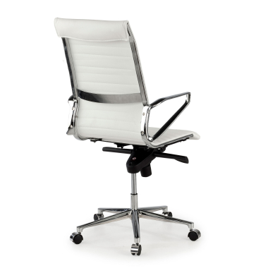 luxe bureaustoel wit hoog rugleuning natuurleer echt leder vaste armleuningen 6