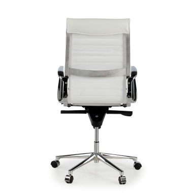 luxe bureaustoel wit hoog rugleuning natuurleer echt leder vaste armleuningen 7