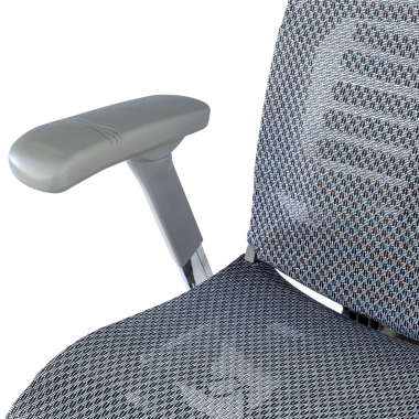 ergonomische bureaustoel grijs witte structuur netstof mesh 5d verstelbare armleuningen lumbale steun hoofdsteun 9