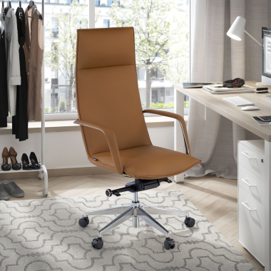 directiestoel beige hamilton kunstleder vaste armleuningen 2