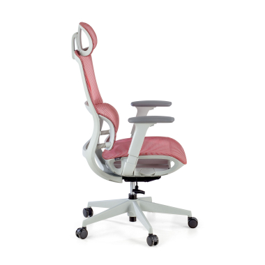 ergonomische bureaustoel wit rood witte structuur netstof mesh 3d verstelbare armleuningen dubbele lumbale steun hoofdsteun 7