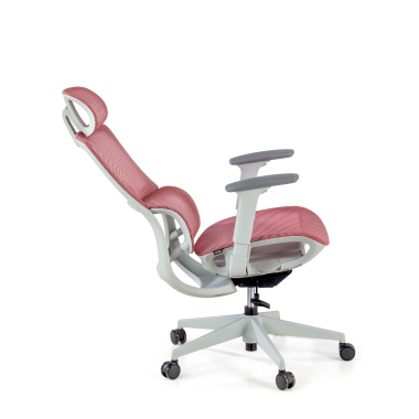 ergonomische bureaustoel wit rood witte structuur netstof mesh 3d verstelbare armleuningen dubbele lumbale steun hoofdsteun 8
