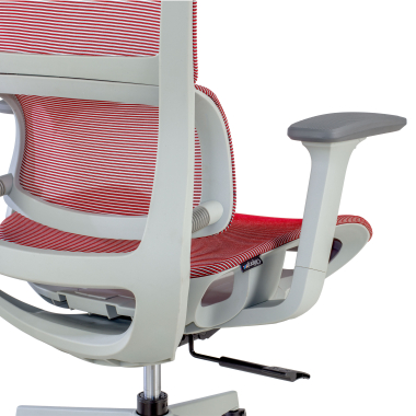 ergonomische bureaustoel wit rood witte structuur netstof mesh 3d verstelbare armleuningen dubbele lumbale steun hoofdsteun 5