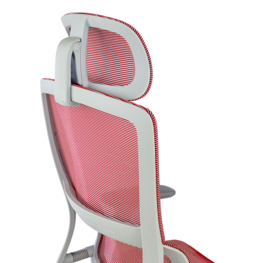 ergonomische bureaustoel wit rood witte structuur netstof mesh 3d verstelbare armleuningen dubbele lumbale steun hoofdsteun 6