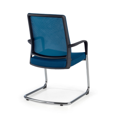 vergaderstoel blauw rood ademend netstof mesh vaste armleuningen 6