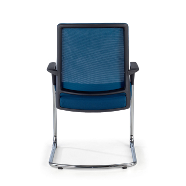 vergaderstoel blauw rood ademend netstof mesh vaste armleuningen 8