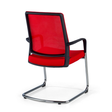 vergaderstoel rood rood ademend netstof mesh vaste armleuningen 7