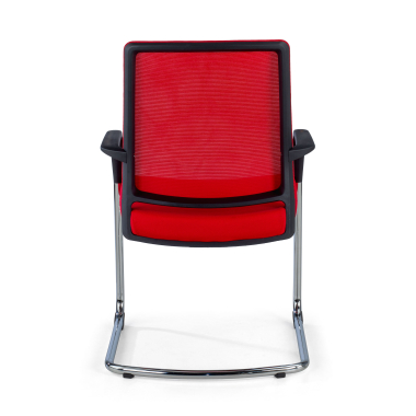 vergaderstoel rood rood ademend netstof mesh vaste armleuningen 9