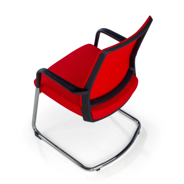 vergaderstoel rood rood ademend netstof mesh vaste armleuningen 8