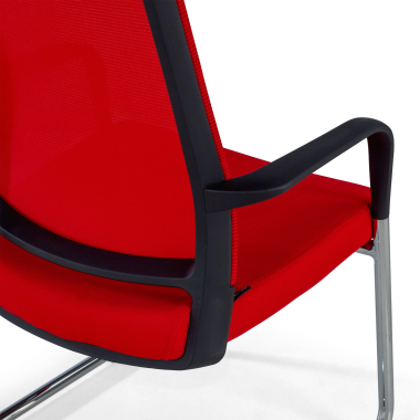 vergaderstoel rood rood ademend netstof mesh vaste armleuningen 6