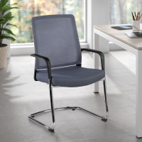 Vergaderstoel Bali, ergonomische rugleuning, sledeframe, Mesh bekleding
