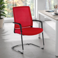 Vergaderstoel Bali, ergonomische rugleuning, sledeframe, Mesh bekleding