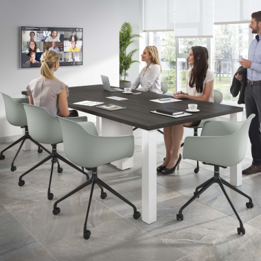 kuipstoel antraciet met wielen kunststof vaste armleuningen 2