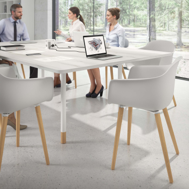 scandinavische stoel grijs draaistoel hout kunststof vaste armleuningen 2