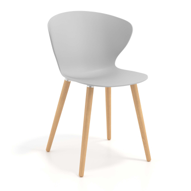 scandinavische stoel grijs houten poten kunststof vaste armleuningen 1