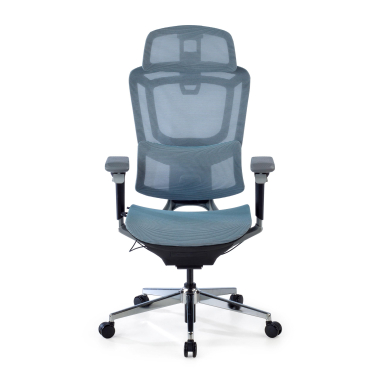 ergonomische bureaustoel blauw valkyr netstof mesh 4d verstelbare armleuningen dubbele lumbale steun hoofdsteun 3