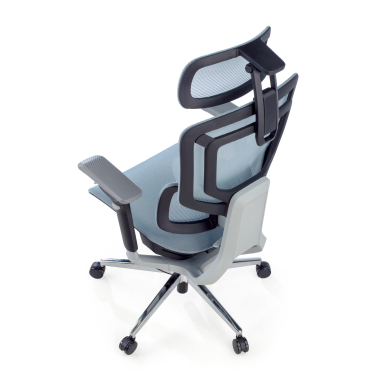 ergonomische bureaustoel blauw valkyr netstof mesh 4d verstelbare armleuningen dubbele lumbale steun hoofdsteun 12