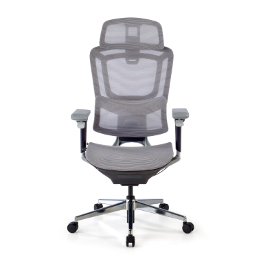 ergonomische bureaustoel grijs valkyr netstof mesh 4d verstelbare armleuningen dubbele lumbale steun hoofdsteun 6