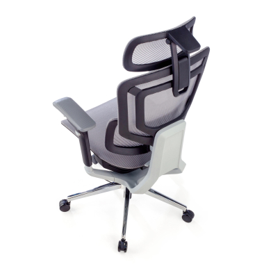 ergonomische bureaustoel grijs valkyr netstof mesh 4d verstelbare armleuningen dubbele lumbale steun hoofdsteun 9