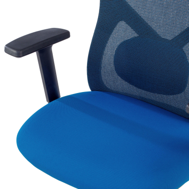 bureaustoel blauw zwarte structuur netstof mesh 1d verstelbare armleuningen lumbale steun hoofdsteun 6
