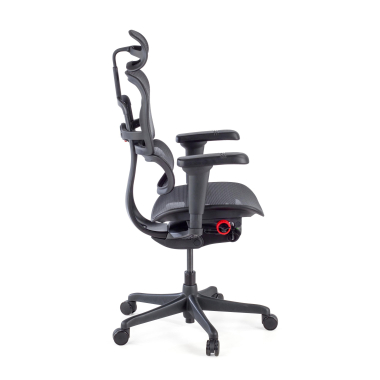 gamestoel zwart zwarte structuur gaming netstof mesh 5d verstelbare armleuningen lumbale steun hoofdsteun 7