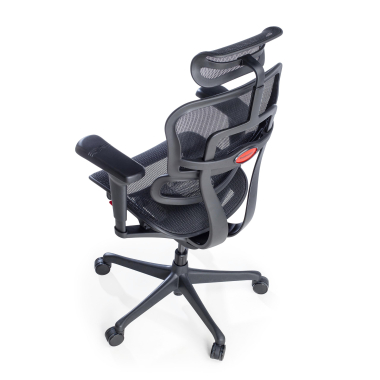 gamestoel zwart zwarte structuur gaming netstof mesh 5d verstelbare armleuningen lumbale steun hoofdsteun 10