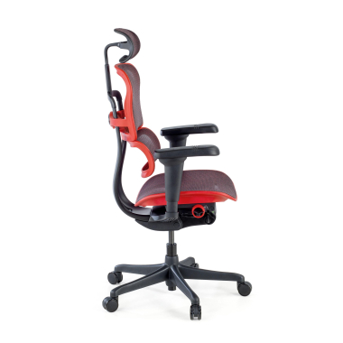 gamestoel rood zwarte structuur gaming netstof mesh 5d verstelbare armleuningen lumbale steun hoofdsteun 7