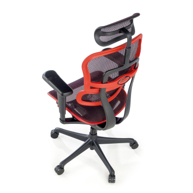 gamestoel rood zwarte structuur gaming netstof mesh 5d verstelbare armleuningen lumbale steun hoofdsteun 10