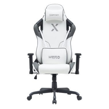 gamestoel wit grijs hero kunstleder beweegbare armleuningen lumbale en cervicale kussen hoofdsteun 3