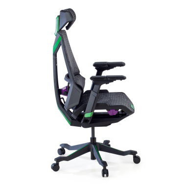 gamestoel groen blooddragon netstof mesh 6d verstelbare armleuningen lumbale steun hoofdsteun 8