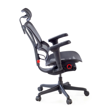gamestoel zwart gamingstoel netstof mesh 5d verstelbare armleuningen lumbale steun hoofdsteun 5