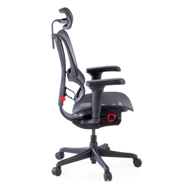 gamestoel zwart gamingstoel netstof mesh 5d verstelbare armleuningen lumbale steun hoofdsteun 8