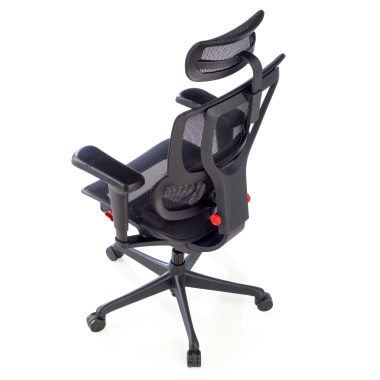 gamestoel zwart gamingstoel netstof mesh 5d verstelbare armleuningen lumbale steun hoofdsteun 11